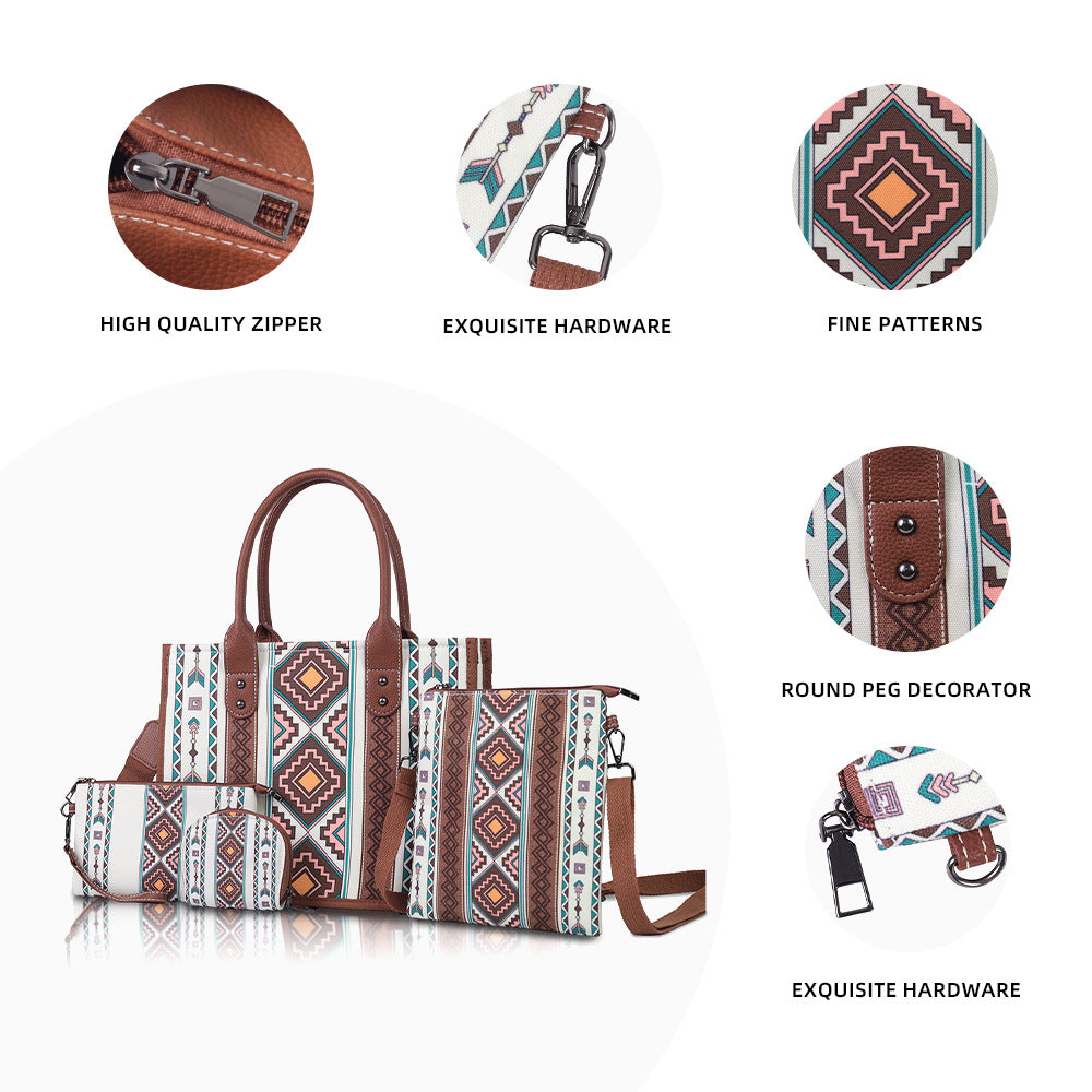 Wholesale Bohemian ethnic style mother-and-child tote bag four-piece set
